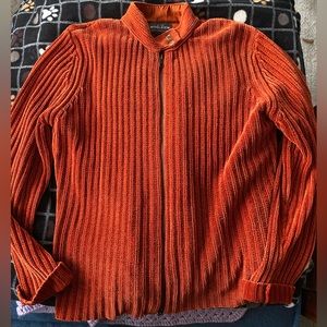 Woolrich Russet Chenille Full Double Zip Cardigan EUC Ramie and Cotton Blend